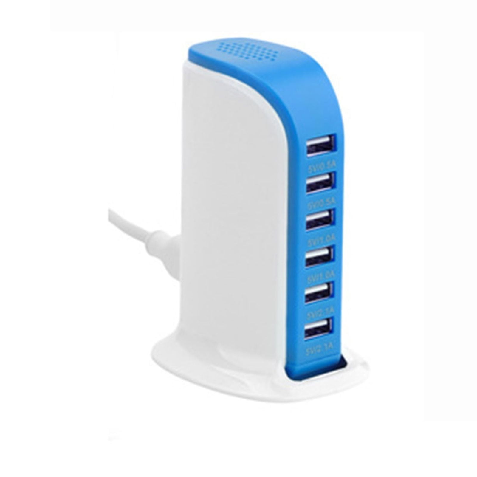 Blue and White 6-Port USB Fast Charging Station