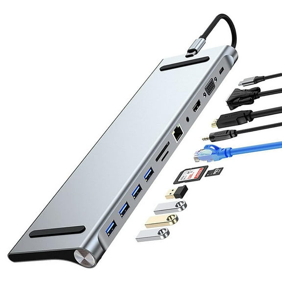 Quick Charge Docking Station for MacBook Pro, Plug & Play Multi-functional USB Hub with Gigabit Ethernet