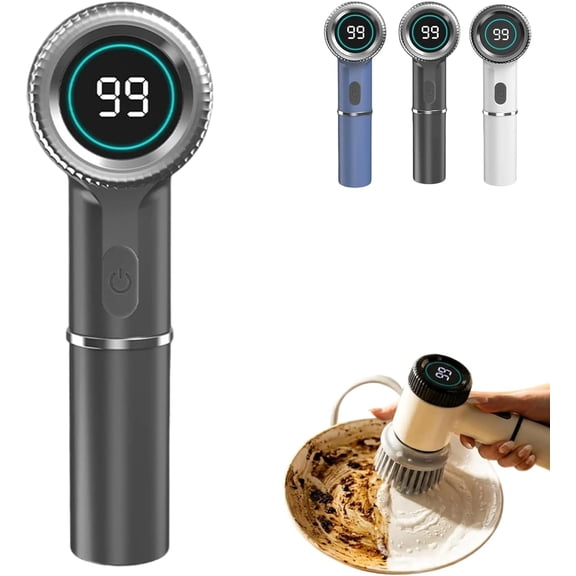 Quick Clean Electric Scrubber, Electric Spin Scrubber for Kitchen Cleaning with Battery Level Display, 5 Replaceable Heads 3 Modes Portable Multi Function Scrubber for Kitchen/Bathroom