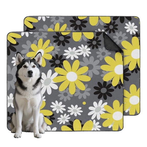 Quick Cleanup Dog Training Mats 35x41, 2-Set Washable Pads with Flower Patterns and Multi-Layer Leak Protection Technology