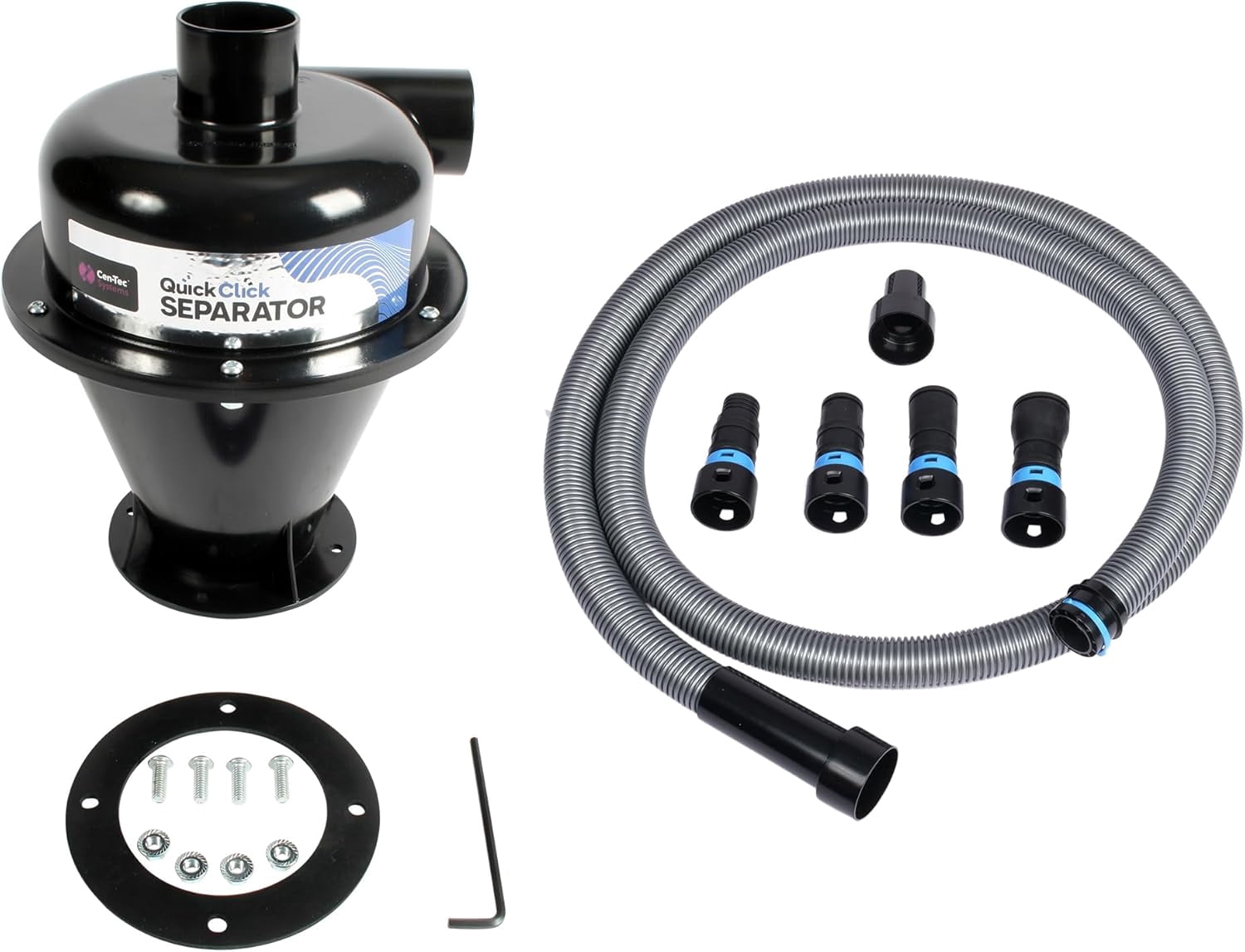 Quick Click Dust Separator and 10 Ft. Hose for Home and Shop Vacuums with Expanded Multi-Brand Power Tool Adapter Set