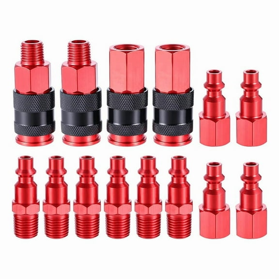 Quick Connect Air Hose Fittings, 1/4" NPT Quick Connect Air Coupler and Plug Kit with Aluminum Fittings (14 Pcs)