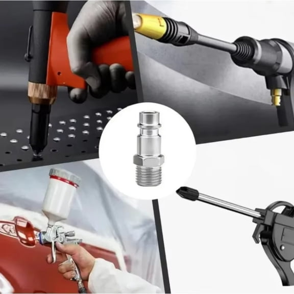 Quick Connect Air Hose Fittings, Pneumatic Tools, 1/4 in Male Thread, Steel Construction, Air Compressor Accessories, Leak Resistant, 10 Pc, O-Ring Included
