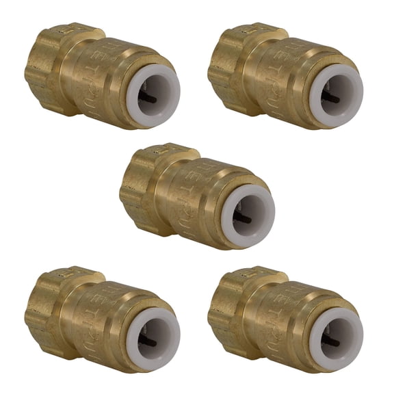 Brass Female Adapter 1/4” OD Quick Connect x 1/4” Female Compression for RO, Ice Maker & Water Filtration (5 pack)