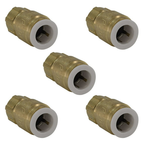 Quick Connect Female Brass Reducing Adapter – 3/8” Quick Connect x 1/4” Female Threaded Compression. Converts 1/4" COMP Fittings to 3/8” QC. Perfect for Water Filtration, RO System, Ice Maker (5 Pack)