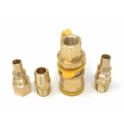 MADOL Propane Quick Connect Fitting Full Flow Plugs 1/4 Male Female Kit, Brass QDD Gas Air Connectors, for RV BBQ Heaters Compressor Pneumatic Tools