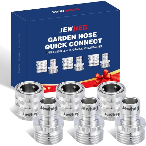 Quick Connect Hose Fittings2025 upgraded version Garden Hose Quick Disconnect Set Universal Fit 3/4 Inch GHT Stainless Steel, Water Hose ConnectorQuick Release Hose Connector3 Pack