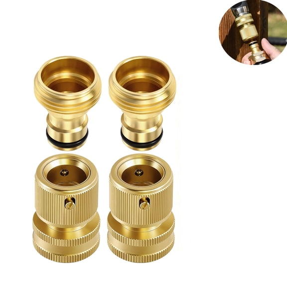 Quick Connect Hose Fittings 3/4" GHT - Solid Brass Garden Hose Connectors, No-Leak Design & Universal Fit for Instant Connection (2 Sets)