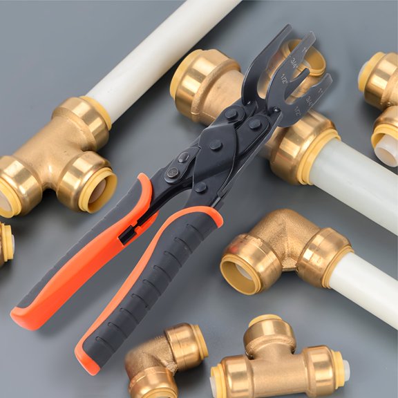 Quick Connect Pipe Disconnect Tool, Push to Connect Disassembly Pliers, Carbon Steel with Anti-Slip Handle, Fits 1/2" 3/4" 1" PEX, PVC & Copper Pipes