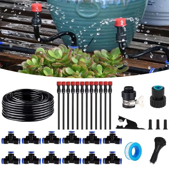 Quick Connector Drip Irrigation Kits,Automatic Irrigation System with Replaceable 360-degree Bending Dropper,Eight Hole Red Nozzle for Watering System for Garden Plant Lawn Patio.(8-Hole Nozzle)