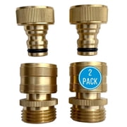 Quick Connector Garden Hose Fittings 2 Pack - Leak-Free 3/4" Snap-On Water Hose Adapter - Solid Brass Connection Connectors for Quick Release