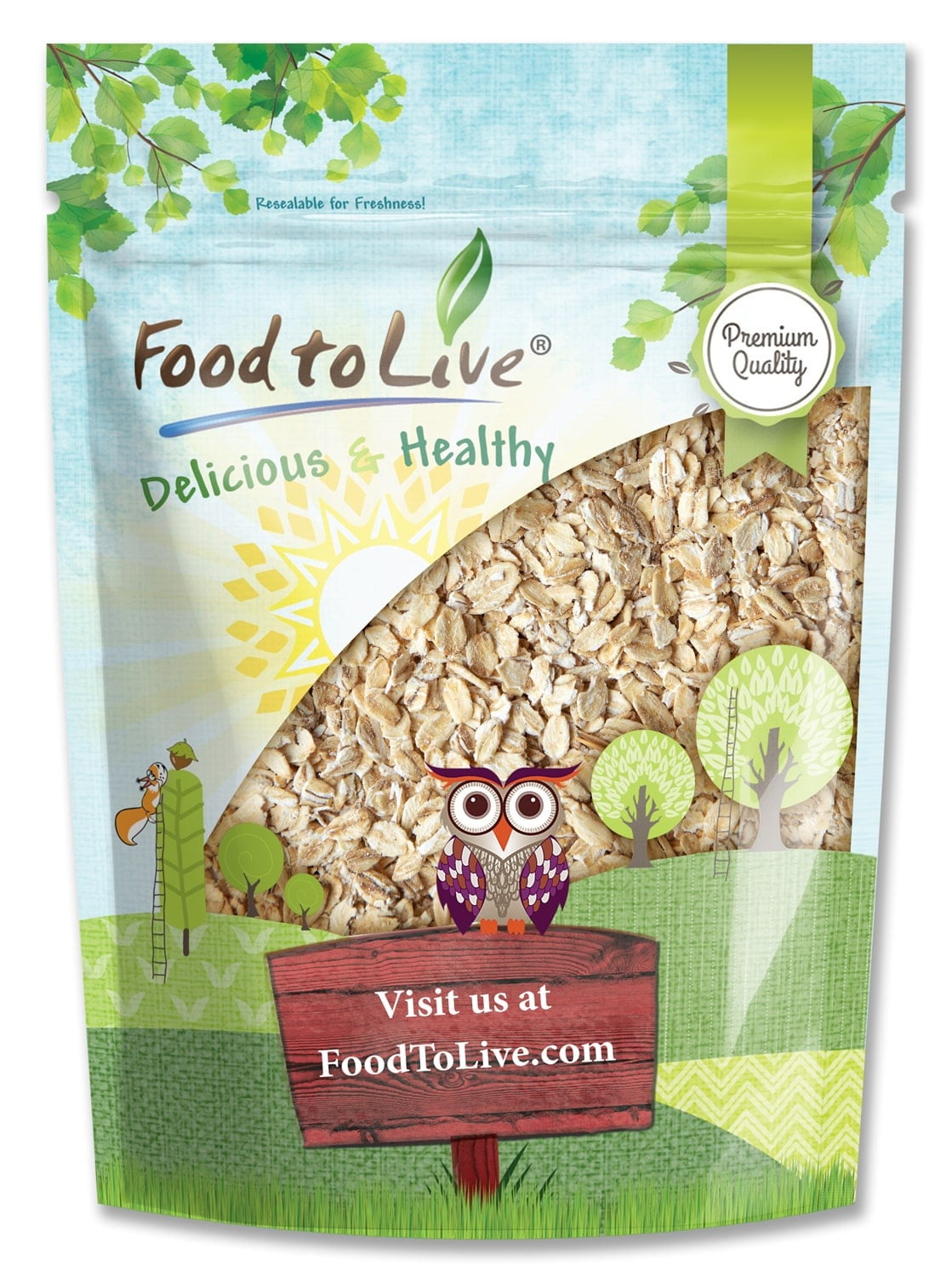 Quick Cooking Rolled Oats, 0.5 Pounds Kosher, Raw, Vegan by Food to Live