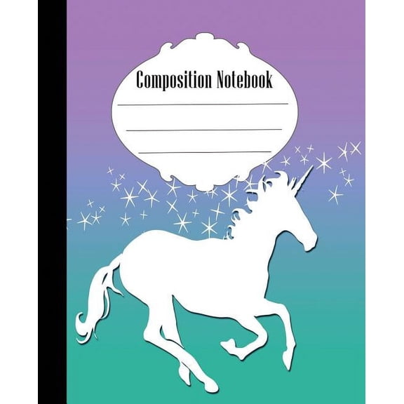 Quick Creative Unicorn Composition Notebook Wide Ruled 7.5 x 9.25 in, 100 Pages, Multicolor, Paperback