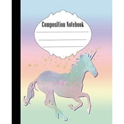 Quick Creative Unicorn Wide Ruled Composition Notebook, 7.5 Inch x 9.25 Inch, 100 Pages, Paperback