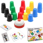 WOBOX Speed Stacking Cups Game Set - Family Interactive 30 Quick Cups with 24 Cards & 1 Bell, Educational Party Game for Kids & Adults, Color Matching Stacking Toy