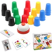 WOBOX Speed Stacking Cups Game Set - Family Interactive 30 Quick Cups with 24 Cards & 1 Bell, Educational Party Game for Kids & Adults, Color Matching Stacking Toy