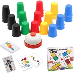 WOBOX Speed Stacking Cups Game Set - Family Interactive 30 Quick Cups with 24 Cards & 1 Bell, Educational Party Game for Kids & Adults, Color Matching Stacking Toy