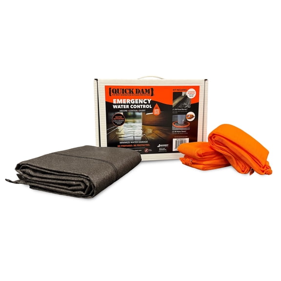 Quick Dam Emergency Water Control Kit contains Barriers to Block & Divert Water to Minimize Damage