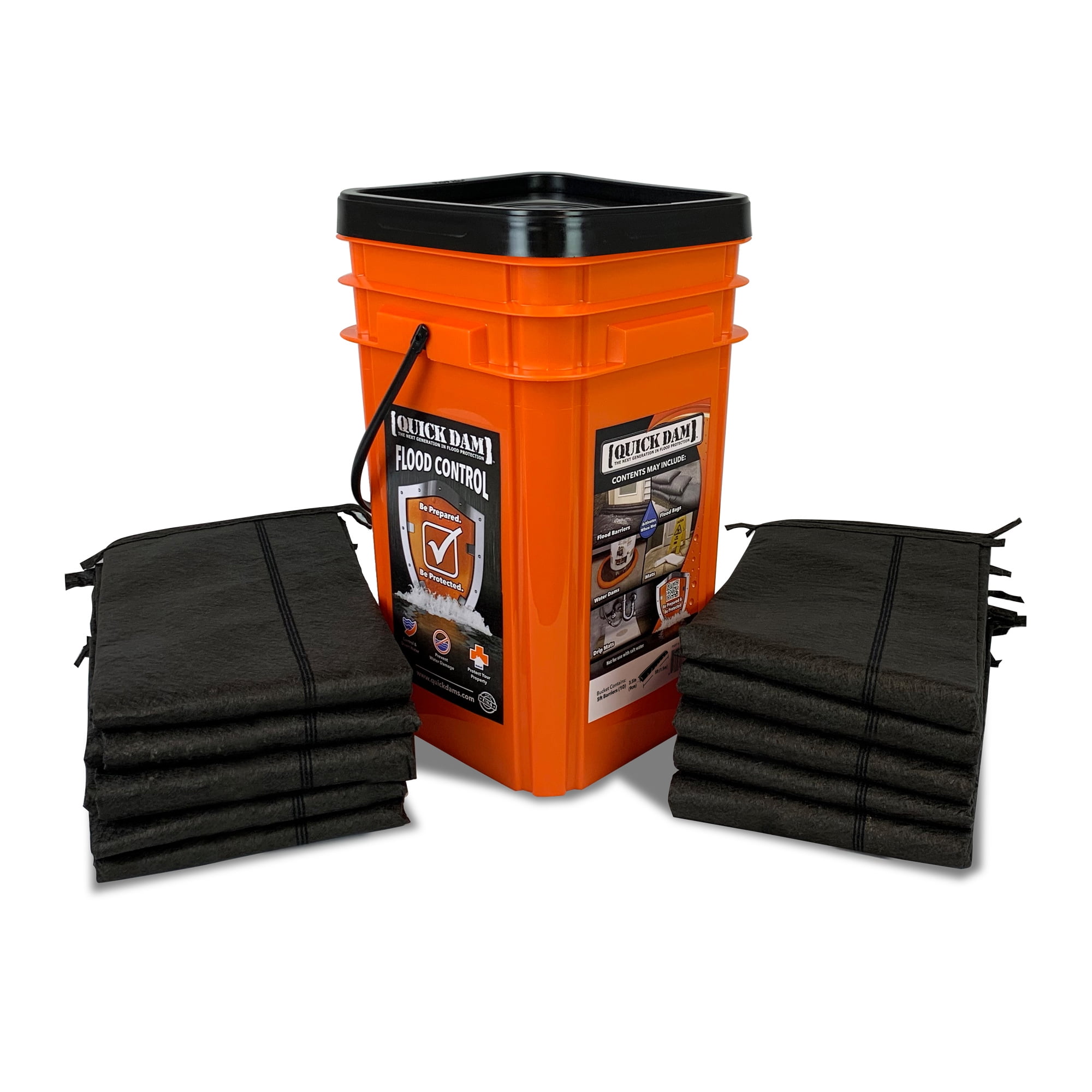 QUICK DAMS Quick Dam Grab & Go Flood Kit includes 10- 5ft Flood Barriers in Bucket