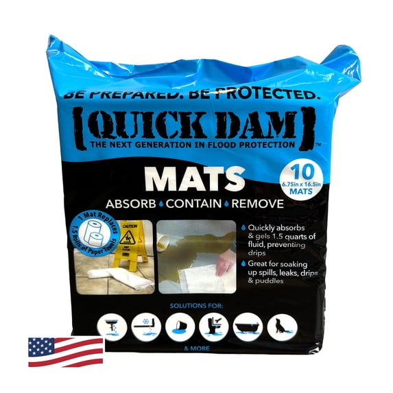 Quick Dam Super Absorbent Mats, 10/pack