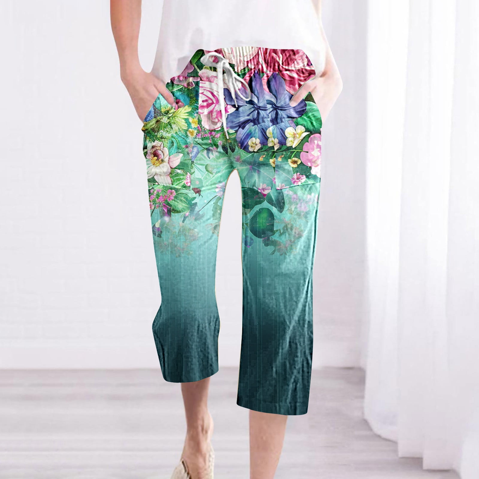 Quick Deal: Pantalones Mujer, Casual Pants for Women Straight Leg with Drawstring Elastic Waist, Loose Fit Comfortable Trousers with Pockets, Perfect for Relaxed Everyday Wear