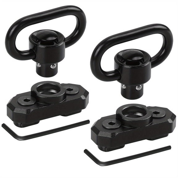 Quick Detach Black Aluminum QD Sling Swivels with Keychain for Hunting and Fishing Gear Mounts