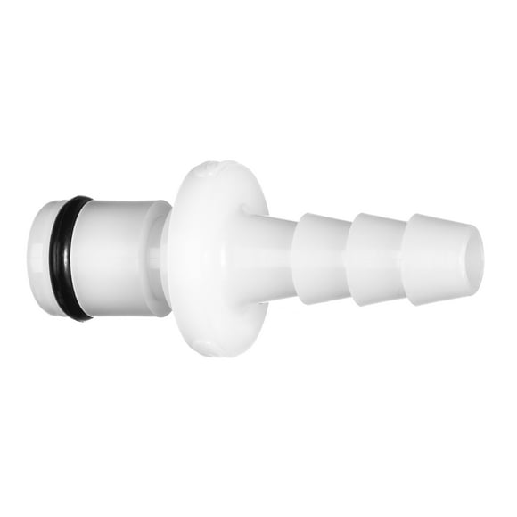Quick Disconnect Tube Fitting with Auto Shut-Off - Acetal Plastic - Panel Mount Straight - 1/4" Bulkhead Plug x 3/8" Barbed Hose