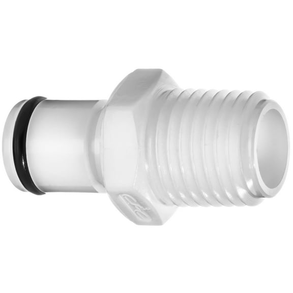 Quick Disconnect Tube Fitting with Auto Shut-Off - Acetal Plastic - Straight - 1/4" Plug x 1/4" Male NPT