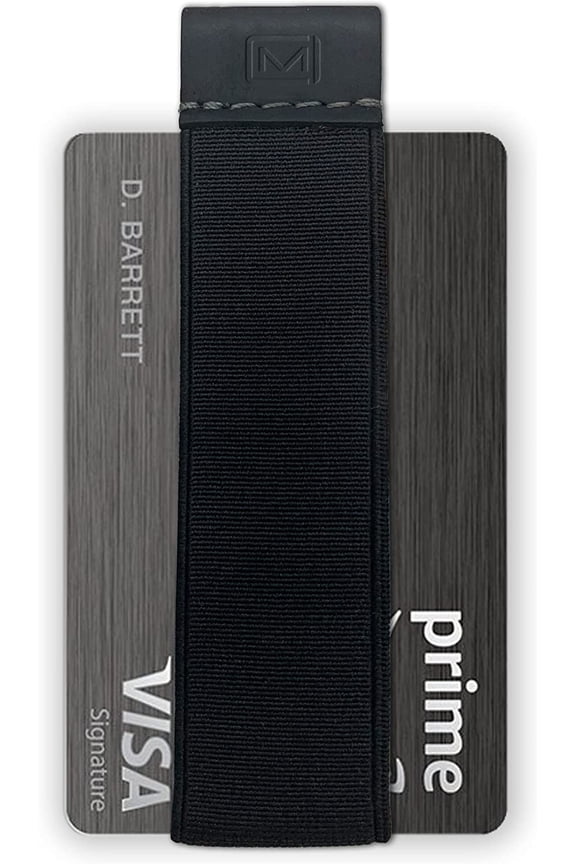 Quick Draw Mimalist Wallet for Men & Women, Elastic Band Mimal Credit Card Holder with Leather Tab, Busess Card Holder, Money Clip Alternative (Black) (Black)