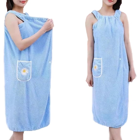 Quick Dry Absorb Water Wearable Bath Towel, 2-in-1 Bathrobe Wearable Bath Towel for Women(Blue)