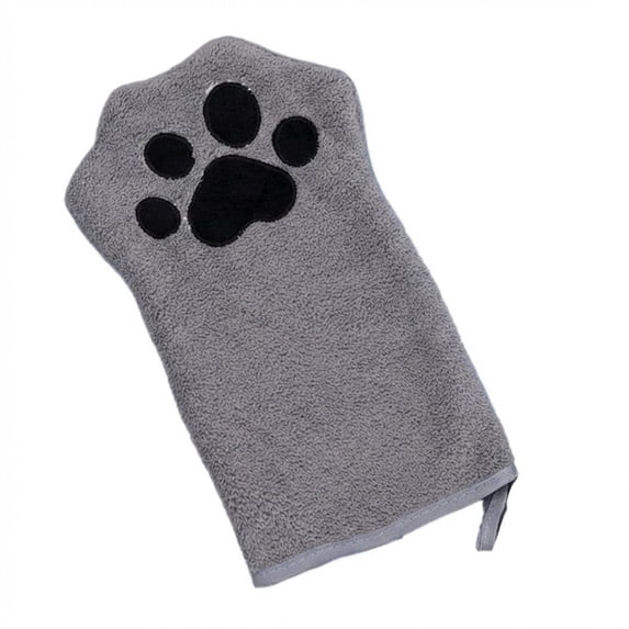 Quick Dry Absorbent Cleaning Towel for Dogs and Cats, Glove Style Bath Towel for Pet Bathing and Drying, Reusable Washable Cloth, Gray