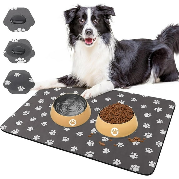 Quick Dry Absorbent Dog Food Mat - 24x16in Diatom Mud Anti-Slip Dog Water Bowl Mat, No Stains Pet Feeding Mat for Messy Drinkers Small Dogs