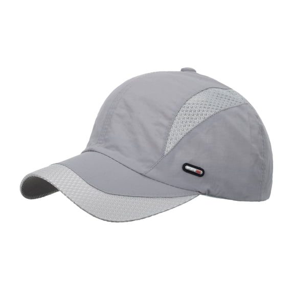 Quick Dry Adjustable Ponytail Baseball Cap for Men with Criss Cross Design, 5 Panel Mesh Trucker Hat for Running and Sports, Low Profile Fitted Golf Hat for Fishing and Hiking,Grey