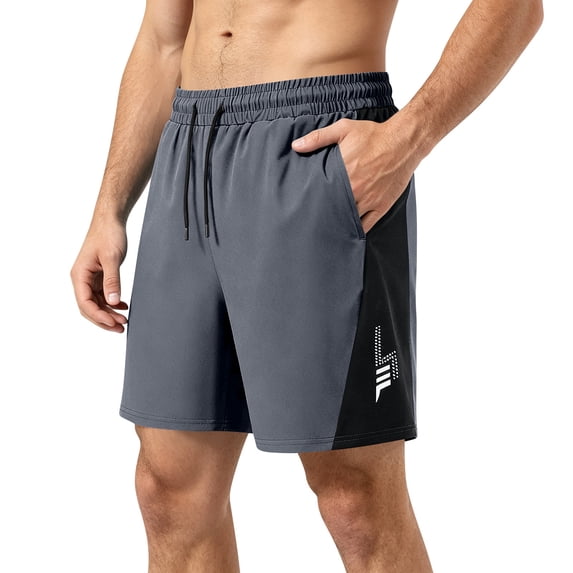 Quick-Dry Athletic Shorts Men Casual Elastic Waist Drawstring Lightweight Summer Beach Hiking Golf Shorts with Pockets