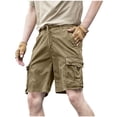 thumbnail image 1 of Quick Dry Athletic Shorts Men's Cargo Shorts 5 Inch Relaxed Fits Button Waist Quick Dry Lightweight Loose Outdoor Hiking with Multi Pocket Brown S, 1 of 6