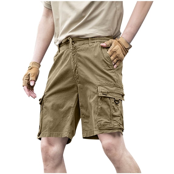 Quick Dry Athletic Shorts Men's Cargo Shorts 5 Inch Relaxed Fits Button Waist Quick Dry Lightweight Loose Outdoor Hiking with Multi Pocket Brown S