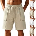 thumbnail image 1 of Quick Dry Athletic Shorts Men's Solid Color Casual Sports Elastic Waist Drawstring Pocket Shorts Khaki L, 1 of 9