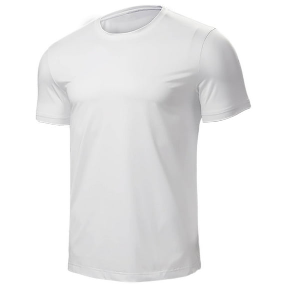 Quick Dry Athletic T-Shirt for Men Short Sleeve Workout Tops Running Hiking Crewneck Casual Breathable Shirts White XL