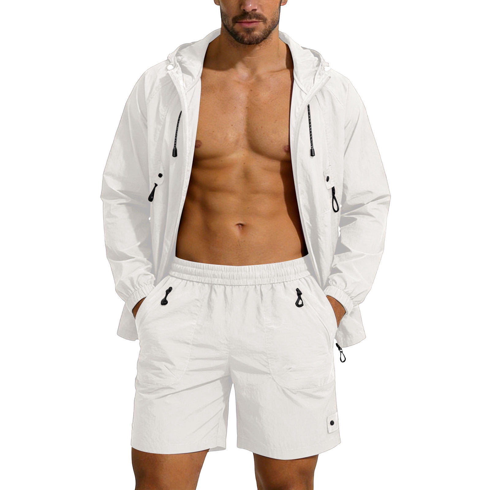 Quick Dry Athletic Tracksuits for Men 2 Piece Outfit Long Sleeve Hooded ...