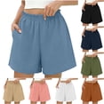 thumbnail image 1 of Quick Dry Athletic Workout Gym Summer Shorts Women Clothes Women's Fashion Casual Solid Color Pants Pocket Elastic Waist Comfortable Short Pants Brown L, 1 of 7