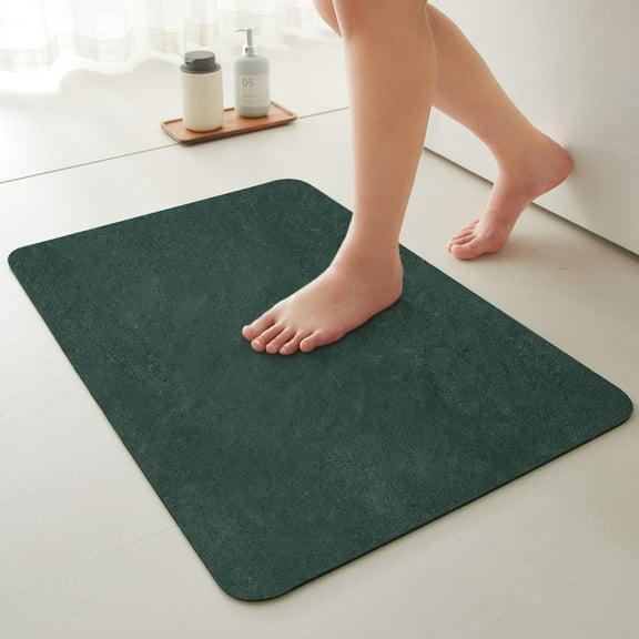 Quick Dry Bath Mat, Bathroom Rugs Non Slip Washable Thin Absorbent Bath Mat Fits Under Door Bathroom Floor Mat Perfect for Bath, Shower, or Sink 24"x60" Dark Green