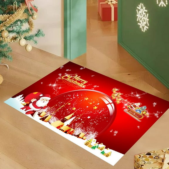 Quick Dry Bath Mat, Diatomaceous Earth Floor Rug, 16x24 Inch Non-Slip & Moisture Absorbent Mat for Bathroom, Christmas Design (Not Fabric)Multicolor