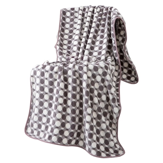 Quick Dry Bath Towel Coral Fleece Checkered Hair Wrap Highly Absorbent Microfiber Washcloth For Bathroom Gym Gray