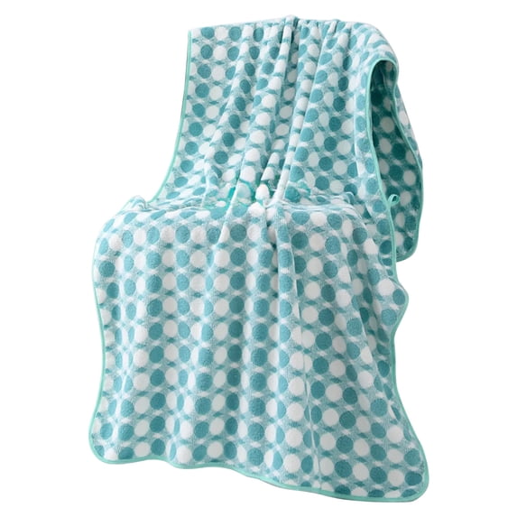 Quick Dry Bath Towel Coral Fleece Checkered Hair Wrap Highly Absorbent Microfiber Washcloth For Bathroom Gym Green