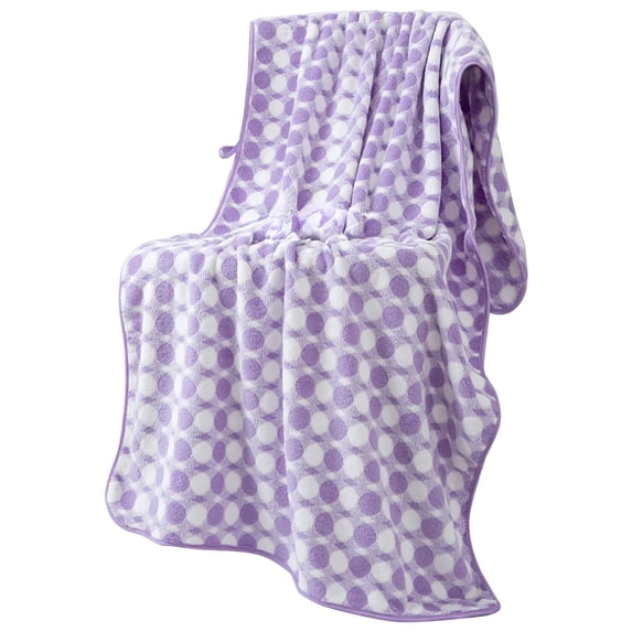 Quick Dry Bath Towel Coral Fleece Checkered Hair Wrap Highly Absorbent Microfiber Washcloth For Bathroom Gym Purple