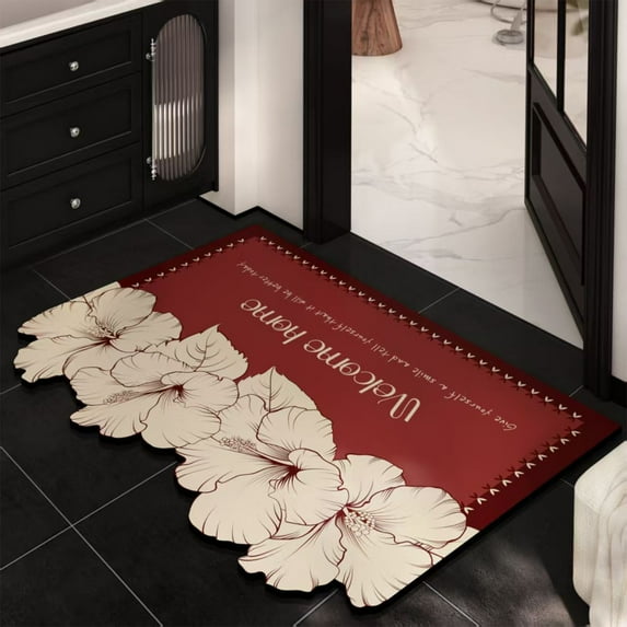 Quick Dry Bathroom Floor Mat - Flexible Diatomaceous Earth Composite Material - Non Slip Entrance Doormat for Home Decor