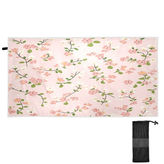 Quick-Dry Beach Towel 30"x60" Sandless Travel Towels with Carry Pouch for Beach, Pool and Travel Small Floral Pattern