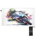thumbnail image 1 of Quick-Dry Beach Towel 71x31in with Storage Bag, Sand Free Microfiber Towel for Travel, Swimming, Camping Racing Splash Pattern, 1 of 9