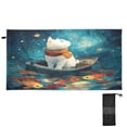 thumbnail image 1 of Quick-Dry Beach Towel 71x31in with Storage Bag, Sand Free Microfiber Towel for Travel, Swimming, Camping White Cat Sailing, 1 of 9