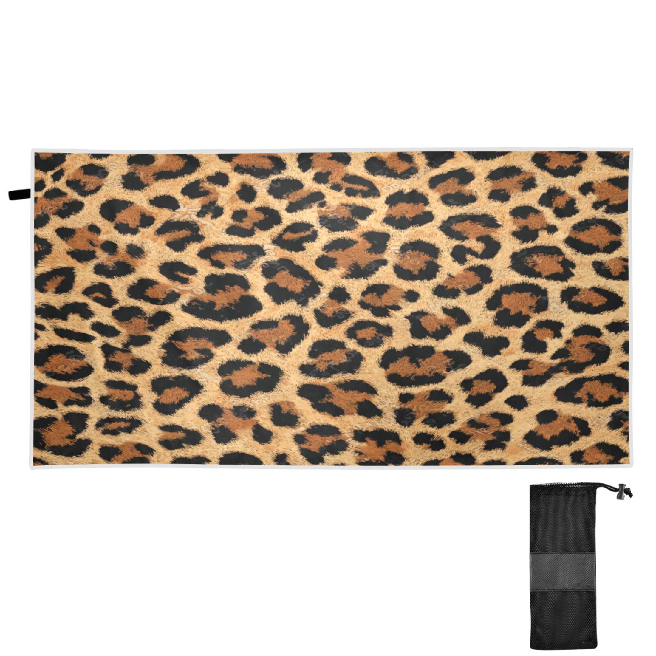 Quick-Dry Beach Towel 71x31in with Storage Bag, Sand Free Microfiber Towel for Travel, Swimming, Camping Wild Amber Cheetah